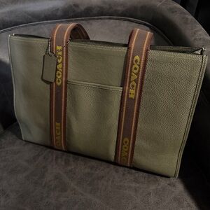Coach Olive Green Leather Men's Briefcase